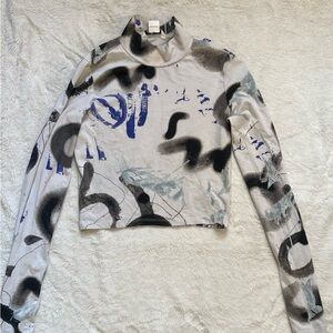 Monki Artistic Print Long Sleeve Top